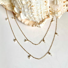 Load image into Gallery viewer, Long Gold Necklace with Pearl Drops
