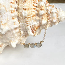 Load image into Gallery viewer, Gold Necklace with Labradorite Trio