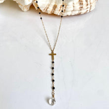 Load image into Gallery viewer, Black Spinel Cross Necklace