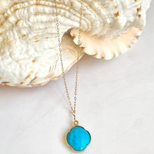 Load image into Gallery viewer, Gold Necklace with Turquoise Clover