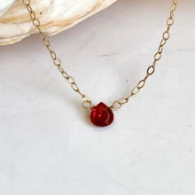 Load image into Gallery viewer, Gold Necklace with Garnet Drop