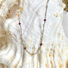 Load image into Gallery viewer, Tiny Moonstone Beads Necklace with Garnet