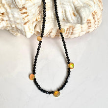 Load image into Gallery viewer, Black Spinel Necklace with Opals
