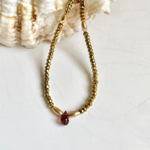 Load image into Gallery viewer, Hematite Necklace with Garnet Drop