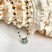 Load image into Gallery viewer, Black Spinel Necklace with Labradorite
