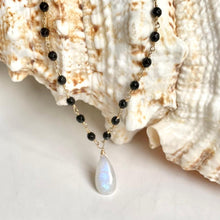 Load image into Gallery viewer, Black Spinel Necklace with Moonstone