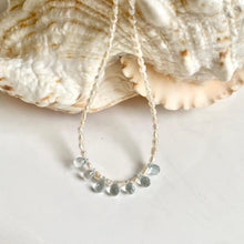Load image into Gallery viewer, Pearl Necklace with Aquamarine Drop