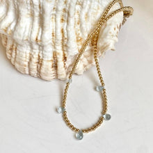 Load image into Gallery viewer, Gold beads Necklace with Aquamarine