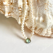 Load image into Gallery viewer, Pearl Necklace with Labradorite