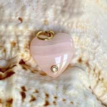 Load image into Gallery viewer, Pink gemstone heart charm
