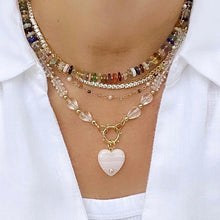 Load image into Gallery viewer, Pink gemstone heart charm