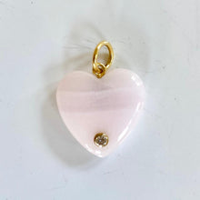 Load image into Gallery viewer, Pink gemstone heart charm