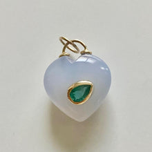 Load image into Gallery viewer, Chalcedony Heart with Emerald center