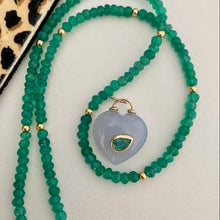 Load image into Gallery viewer, Chalcedony Heart with Emerald center
