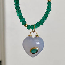 Load image into Gallery viewer, Chalcedony Heart with Emerald center