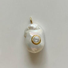 Load image into Gallery viewer, Baroque Pearl Charm with CZ center