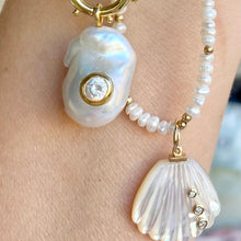 Load image into Gallery viewer, Baroque Pearl Charm with CZ center