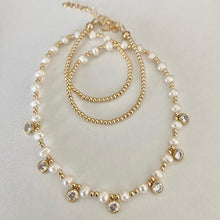 Load image into Gallery viewer, Gold beads, Pearl, CZ drops - Zoya