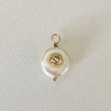 Load image into Gallery viewer, Flat back pearl charm with cz center