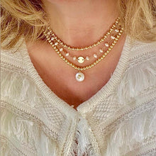 Load image into Gallery viewer, Flat back pearl charm with cz center