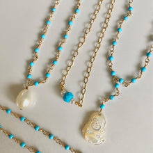 Load image into Gallery viewer, Gold Necklace with Turquoise Center