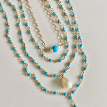 Load image into Gallery viewer, Gold Necklace with Turquoise Center