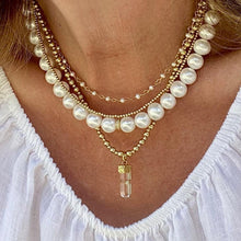 Load image into Gallery viewer, Pearl necklace with cubic zirconia