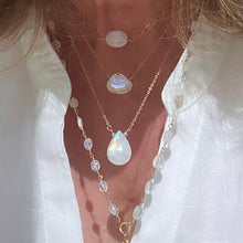 Load image into Gallery viewer, Moonstone drop gold necklace
