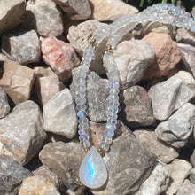 Load image into Gallery viewer, Moonstone necklace with large moonstone drop