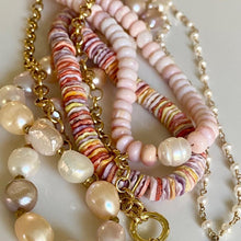 Load image into Gallery viewer, Pink opal necklace with pearl center