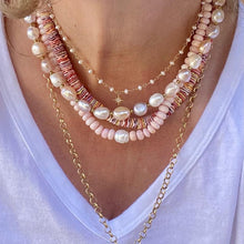 Load image into Gallery viewer, Pink opal necklace with pearl center