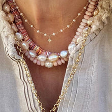 Load image into Gallery viewer, Pink opal necklace with pearl center