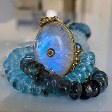Load image into Gallery viewer, Rainbow moonstone pendant with diamond center
