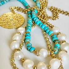 Load image into Gallery viewer, Turquoise necklace with cz and pearl