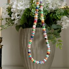 Load image into Gallery viewer, Multi color gemstone necklace with gold accents