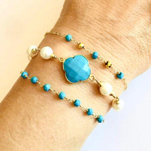 Load image into Gallery viewer, Pyrite Bracelet with Turquoise
