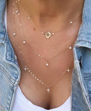 Load image into Gallery viewer, Long Gold Necklace with Pearl Drops