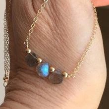 Load image into Gallery viewer, Gold Necklace with Labradorite Trio