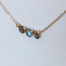 Load image into Gallery viewer, Gold Necklace with Labradorite Trio