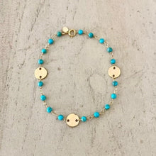 Load image into Gallery viewer, Turquoise Bracelet with Gold Disc