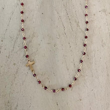 Load image into Gallery viewer, Garnet Cross Necklace