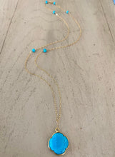 Load image into Gallery viewer, Gold Necklace with Turquoise Clover