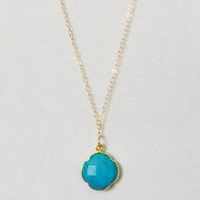 Load image into Gallery viewer, Gold Necklace with Turquoise Clover