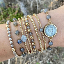 Load image into Gallery viewer, Labradorite Beads Bracelet with Elizabeth Coin