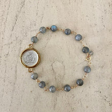 Load image into Gallery viewer, Labradorite Beads Bracelet with Elizabeth Coin
