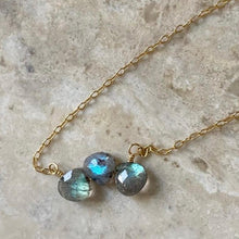 Load image into Gallery viewer, Gold Necklace with Labradorite Trio