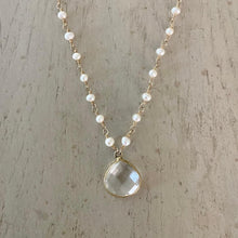 Load image into Gallery viewer, Pearl Necklace with Crystal Drop