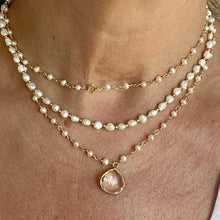 Load image into Gallery viewer, Pearl Necklace with Crystal Drop