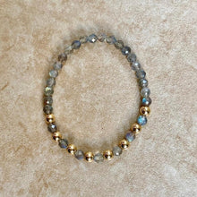 Load image into Gallery viewer, Gold Beads with Labradorite