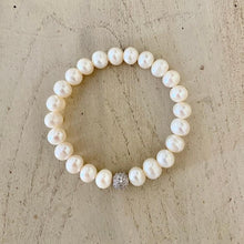 Load image into Gallery viewer, Pearl Bracelet with Disco Ball